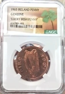 1965 Ireland Penny ***NGC Genuine***         "LUCKY IRISH PENNY" - Picture 1 of 3