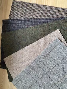 Harris Tweed Wool Fabric 5 Pieces 41x34cm each plus labels Crafts Material - Picture 1 of 8