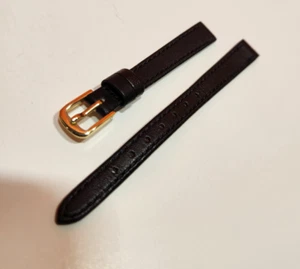 Hadley Roma Leder Uhrenarmband 10 mm normale Länge schwarz blassgoldfarbene Schließe - Bild 1 von 8