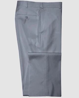 $795 Belvest Men's 36W Blue Solid Flat Front Flannel Dress Trousers Pants - Image 1 of 2