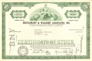 Certificado de stock de restaurante y Waldorf Massachusetts - Imagen 1 de 1