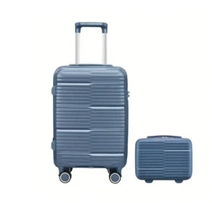Ultra-Light 20" Carry-On Luggage & 14" Travel Cosmetic Case - Ice Blue NEW - Picture 1 of 6
