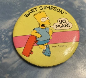 Los Simpson 1989 Bart YO Man! Button mercancía oficial genial vintage - Imagen 1 de 2