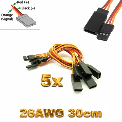 5x Servokabel JR Graupner Robbe Futaba Verlängerungskabel 30cm 26AWG Kabel RC - Bild 1 von 4