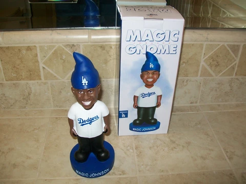 LA Dodgers Lakers Magic Johnson Gnome Bobblehead Cover