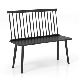 Windsor Bench w/ Spindle Back Rubber Wood Dining Bench Indoor Bench for Kitchen - Picture 1 of 8
