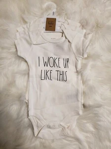 Rae Dunn Baby 6-9 Months Bodysuits 3 Pack Sleepy Head Nap Hair NWT - Picture 1 of 4