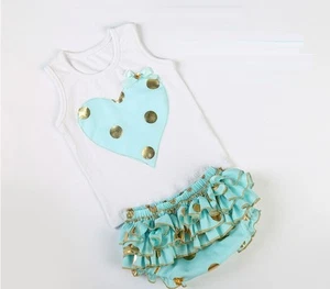 NEW Baby Girl Gold Glitter Heart & Bloomer  Cake Smash 2 Piece Set  0-6 months - Picture 1 of 4