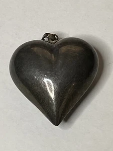 Colgante vintage grande de plata de ley 925 hinchada de 2" para collar - Imagen 1 de 11