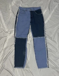The Ragged Priest Womens Jeans Patchwork Color Block Denim Size 30x30 Wide Leg - Picture 1 of 3