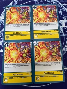 x4 God Flame EX3-068 C Playset Digimon TCG Draconic Roar - Picture 1 of 1