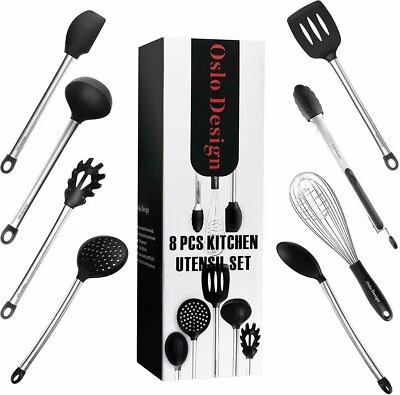 Kitchen Utensil Set of 8, Silicone Best Non Stick Cooking Utensils - Image 1 of 4