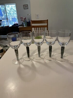 5 Denby Jet Wine Glasses Patterned 7.5” Tall MINT - Image 1 of 4
