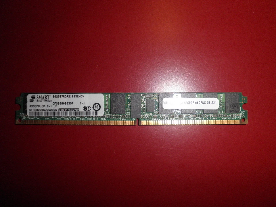 1X 2GB SMART SG2567RDR212852HCV 2Rx4 PC2-5300 DDR2-667 ECC REG Server Memory - Image 1 of 1
