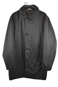 HUGO BOSS Black Padded Trench Coat size 52 Mens Button Up Smart Casual Outdoors - Picture 1 of 8