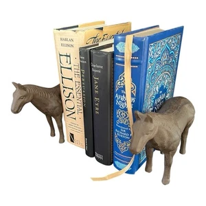 Vintage Cast Iron Horse Figure Book Ends  Sculptures  Heavy Figurine Set Of Two - Picture 1 of 14