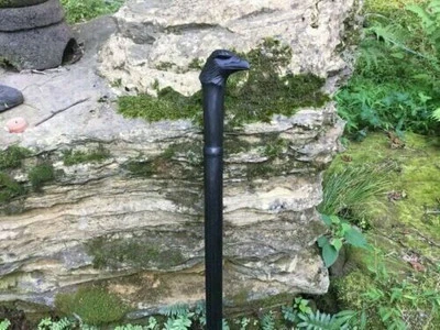 black Raven Carved Handle Wooden Cane Walking Stick Dragon Vintage Gift designer - Image 1 of 4