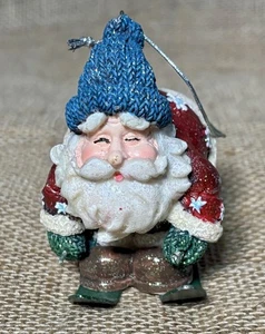 Resina Feliz Papá Noel en Esquís de Metal Adorno de Navidad Brillante Rústico Kitsch - Imagen 1 de 8