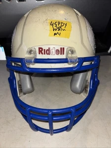 Casco de fútbol americano Riddell Speed juvenil mediano (blanco con máscara facial azul) - Imagen 1 de 7