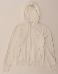 ADIDAS Womens Zip Hoodie Sweater IT 38 XS White Polyester CC29 - Picture 1 of 3