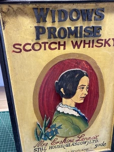 LG. Widows Promise Scotch Whiskey Folk Art Handmade Wooden Sign Glasgow Scotland - Picture 1 of 12