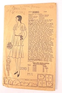 Vintage 1920's Pattern 2090 Flapper Dress Flutter Sleeves HTF - Picture 1 of 4