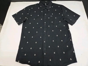 Volcom Mens Short Sleeve Button Up Black Shirt W/Volcom Graphic Large #8127 - Picture 1 of 10