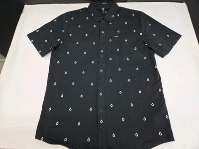 Volcom Mens Short Sleeve Button Up Black Shirt W/Volcom Graphic Large #8127 - Image 1 of 4