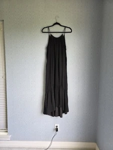 Lush Womens Ruffle Hem Maxi Sleeveless Size Large Black Flowy Dress - Picture 1 of 8