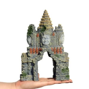 Angkor Wat Temple Aquarium Ornament Cave Design for Fish Shelter 18x10x24cm - Picture 1 of 8