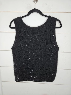Regata vintage anos 90 Dana Buchman grande preta com lantejoulas - Imagem 1 de 4