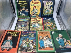Vtg Raggedy Ann & Andy Lot of 10 Hardcover Johnny Gruelle Story Books 1960s Used - Picture 1 of 22