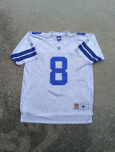 Maglia Dallas Cowboys uomo XL bianca #8 Troy Aikman calcio NFL Reebok vintage - Foto 1 di 7