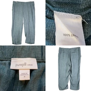 J Jill Leinenhose Damen Größe Medium M türkis Pull-On Lagenlook Crop Resortwear - Bild 1 von 11