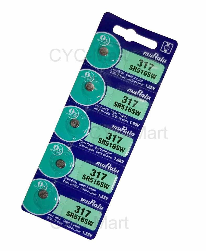 10 pcs muRata (was Sony) SR516SW 317 Silver Oxide Watch Battery, Made in Japan - Image 1 of 1