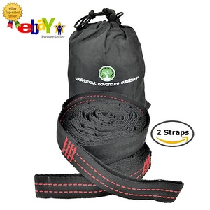 PREMIUM Hammock Tree Straps Set. Heavy Duty Extra Long Lightweight Suspension Ki - Picture 1 of 9