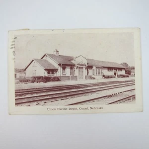 Postcard Union Pacific Train Depot Cozad Nebraska Photo Vintage 1944 Litho Print - Picture 1 of 12