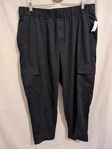 NWT GAP Cargo Pants Women XL Black Twill Mid Rise Cotton Tencel Extra Large Pull - Picture 1 of 6