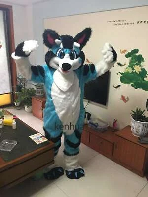 Long Fur Husky Dog Fox Mascot Costume Fursuit Halloween Suit Cosplay #063 Foto 1 de 3