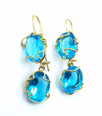 Orecchini Pendenti  in argento 925 bagnato oro giallo 18k Made In ITALY  - Immagine 1 di 4