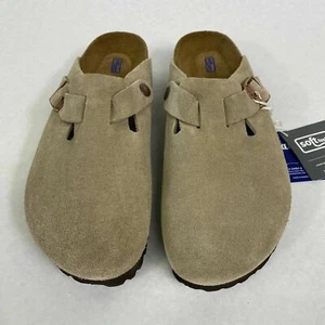 Birkenstock New w/ Box Boston Taupe Suede Soft Footbed Regular Width Select Size - Picture 1 of 5