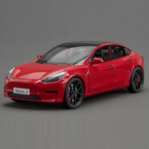1:24 Tesla Model 3 Model Car Diecast Metal Toy Cars Toys for Boys Kids Gifts Red - Picture 1 of 4