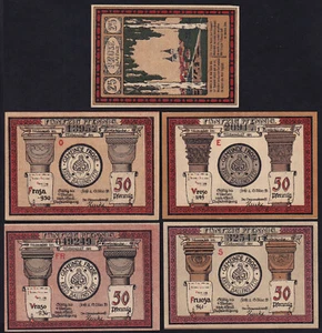 1921 Frose Germany Notgeld Lot 5 Emergency Money Rare Banknote Complete Set - Picture 1 of 2