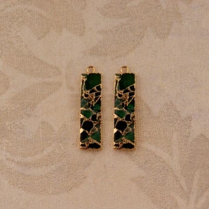 Fancy Shape Mohave Turquoise Gemstone In Brass Mojave Connector Earring - Picture 1 of 2