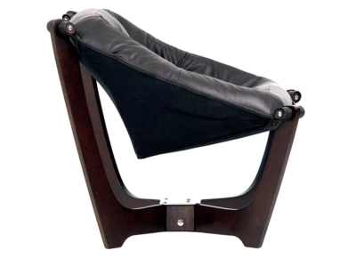 IMG Luna Low Back Chair in Prime Black Leather - Espresso Wood Base - Image 1 of 4