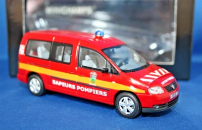 VW CADDY MAXI SHUTTLE FIRE SERVICE POMPIERS - 1/43 scale MINICHAMPS CONVERSION - Image 1 of 4