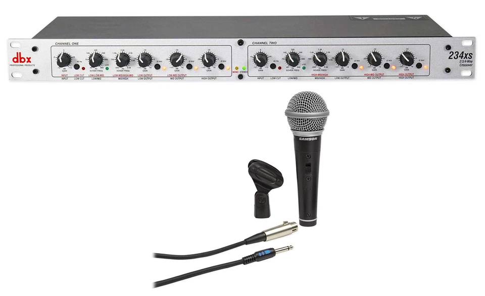 DBX 234XS Rack Mount Stereo 2/3/4-Way Crossover Sound Processor+Samson Mic - Image 1 of 4