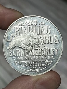Ringling Bros Barnum Bailey Circus 100th Anv. Sterling Silver Round B10 - Picture 1 of 2