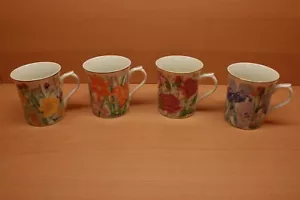 4 TAZAS COLECCIÓN FLORES SUZANNE CLEE LENOX 1995 NARCISO IRIS ROSA LIRIO - Imagen 1 de 11