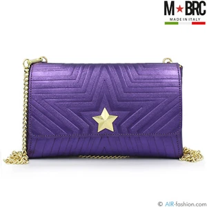 M*BRC design by Massimo Braccialini violet metallized leather clutch bag purse - Picture 1 of 8